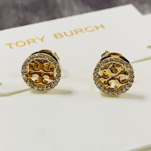 Tory Burch Women's Miller Pave Stud Earrings - Silver/Crystal
